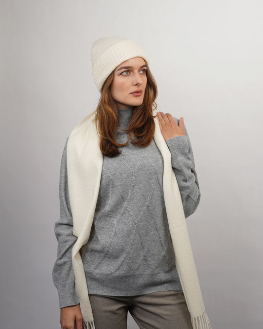 Women's Cashmere Argyle High Neck Jumper