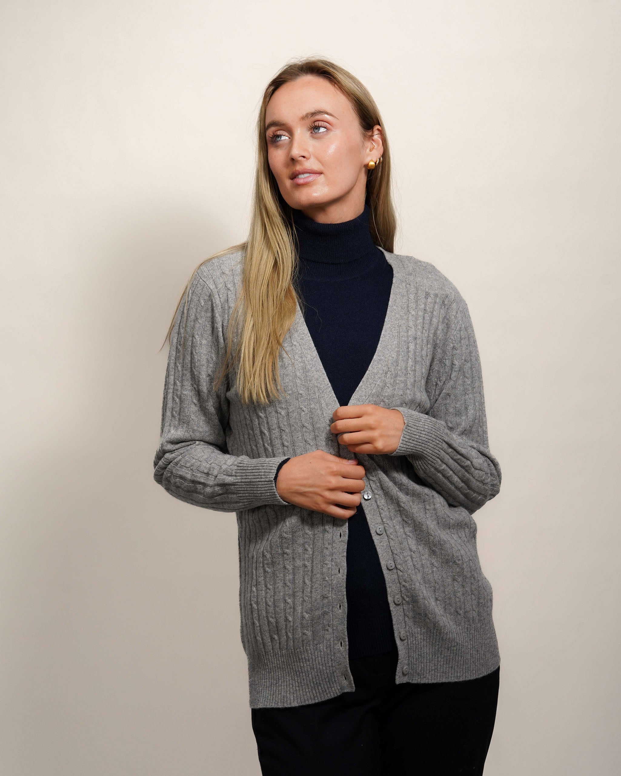Women's Long Cashmere Cable Cardigan