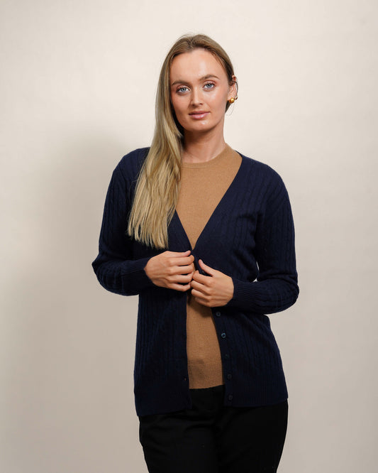 Women's Long Cashmere Cable Cardigan