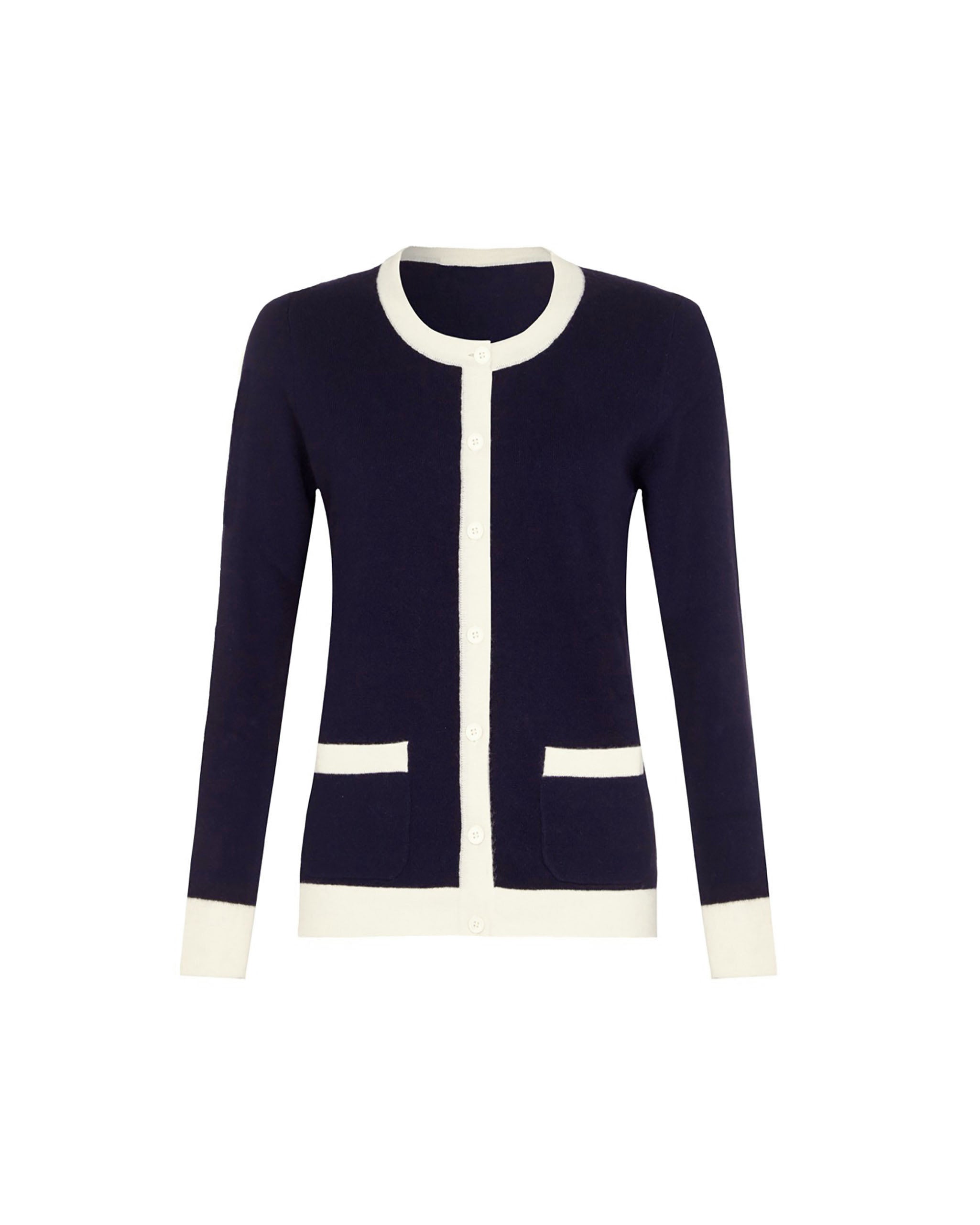 Women's Two-Tone Trim Cashmere Cardigan