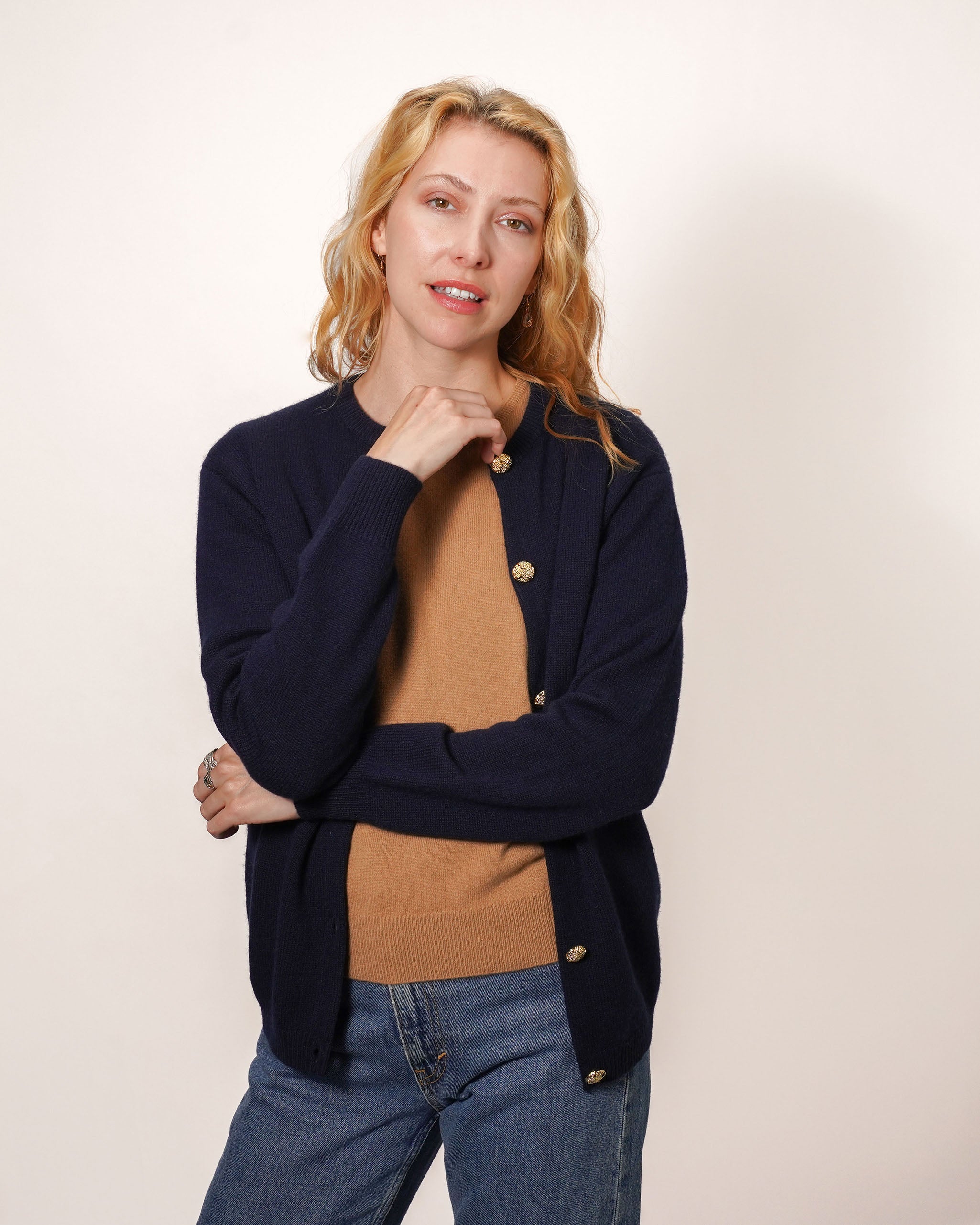 Women's Cashmere Golfer Cardigan