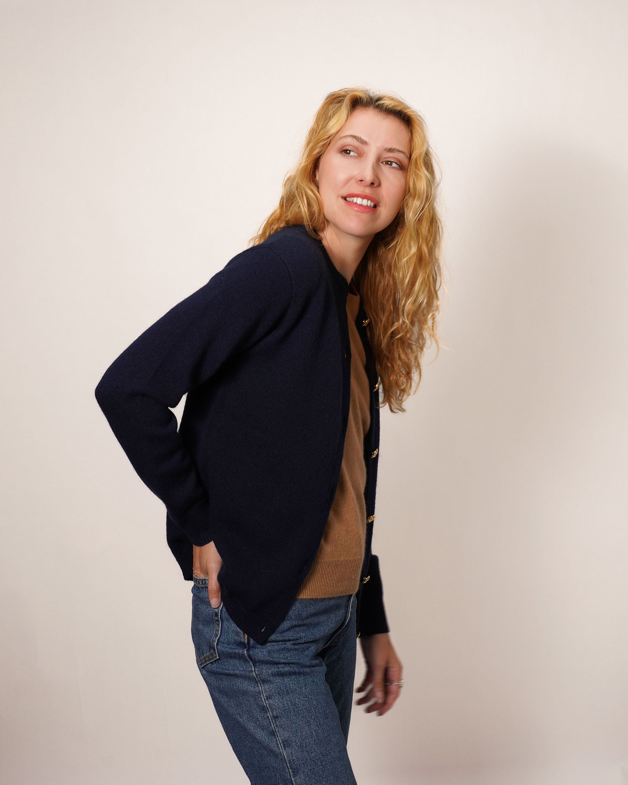 Women's Cashmere Golfer Cardigan