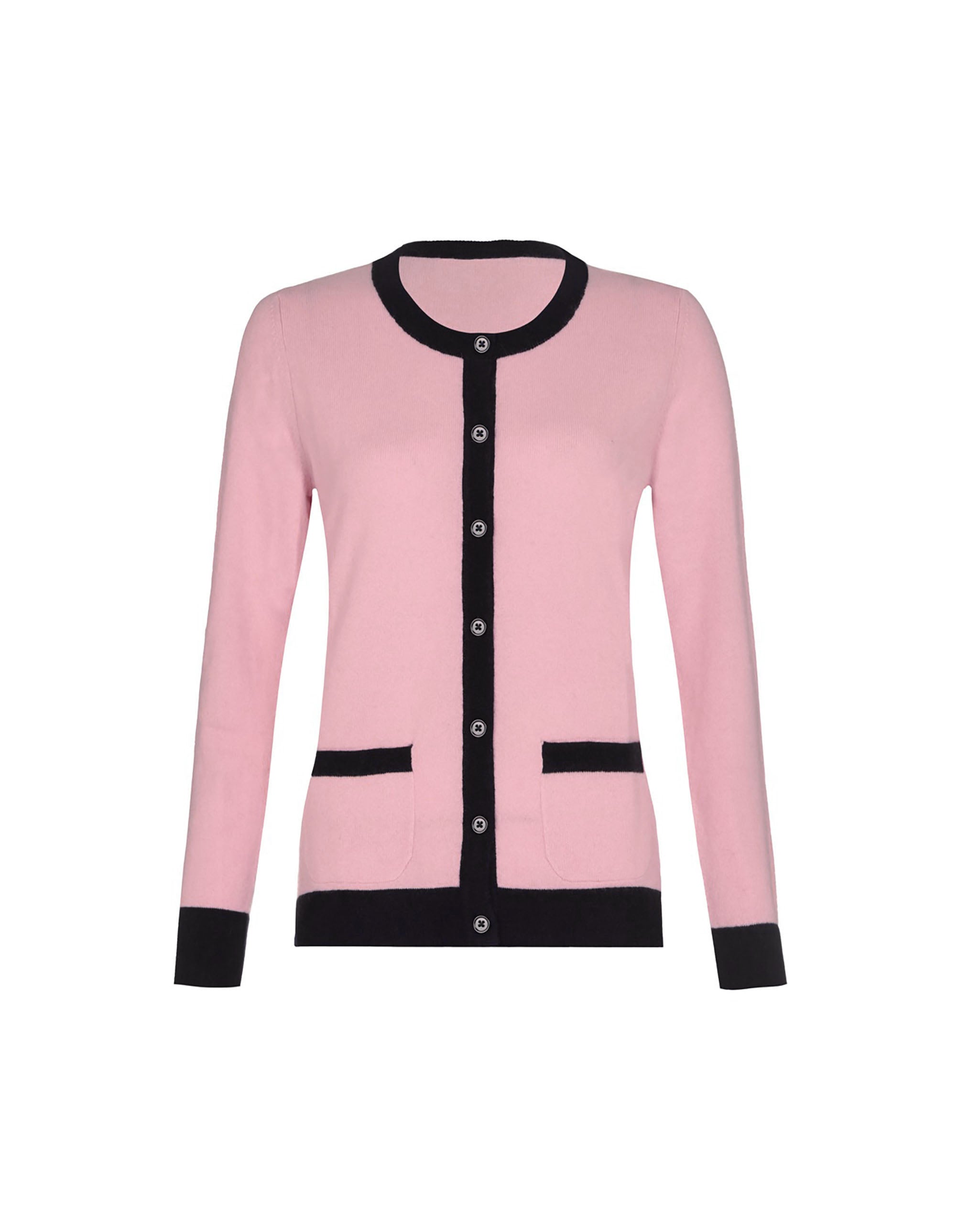 Women's Two-Tone Trim Cashmere Cardigan
