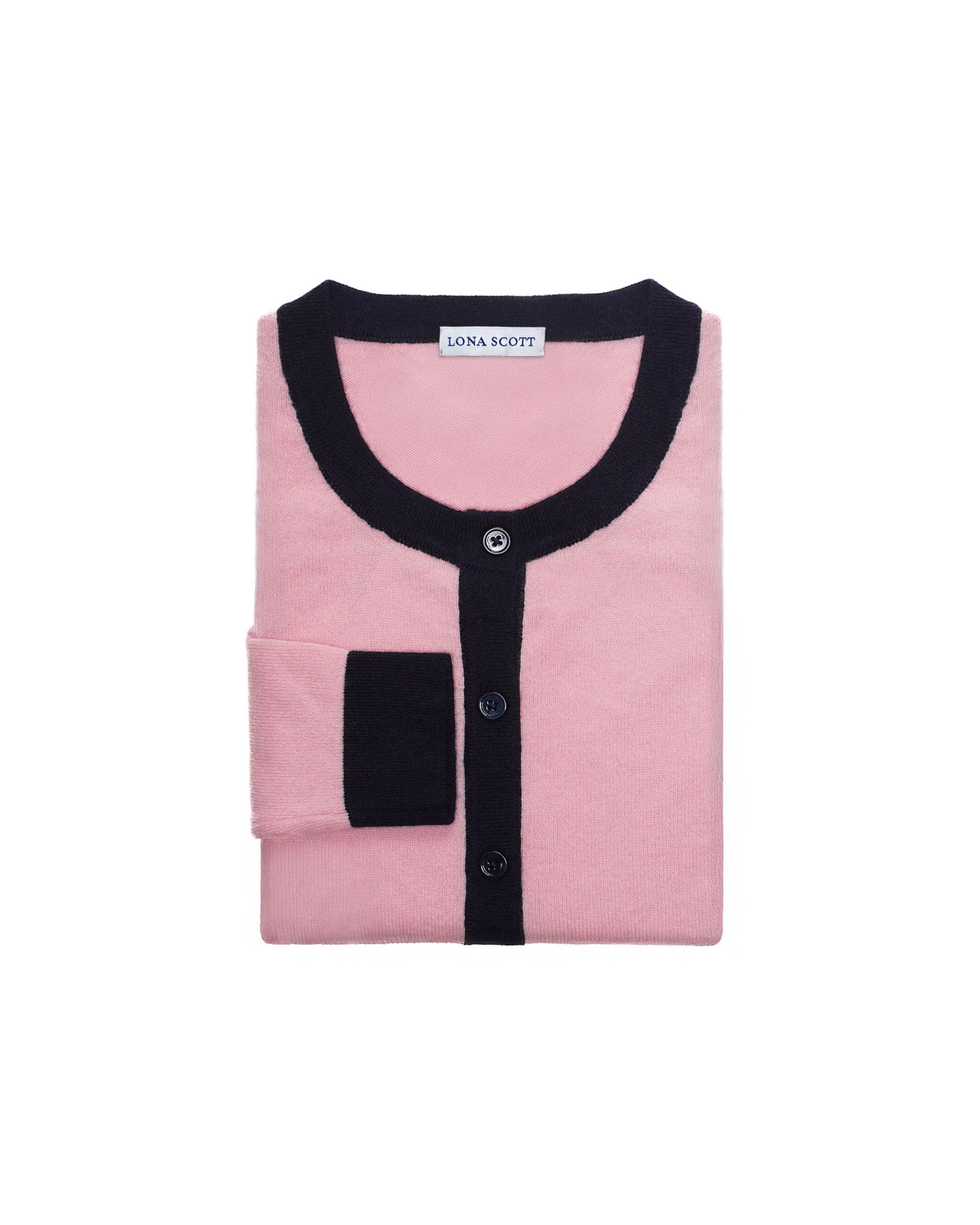 Women's Two-Tone Trim Cashmere Cardigan
