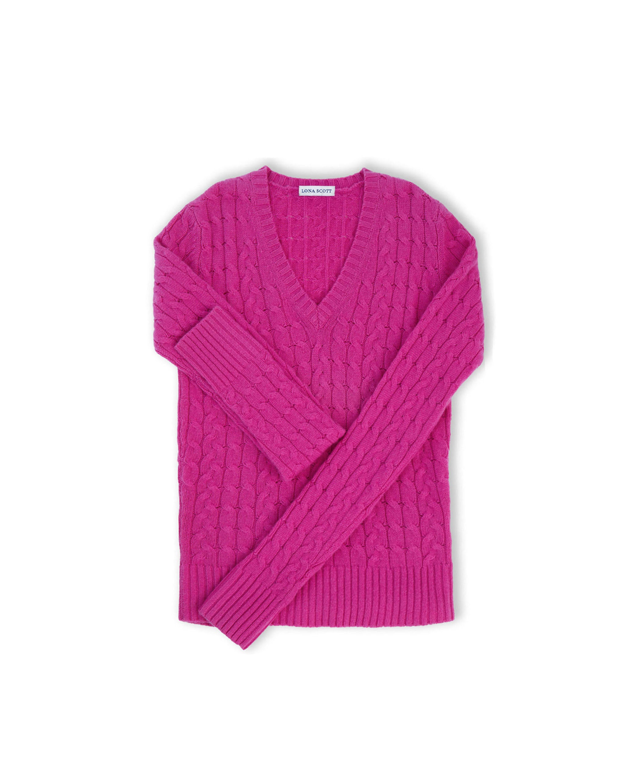 Women's Cashmere Cable V-Neck Jumper