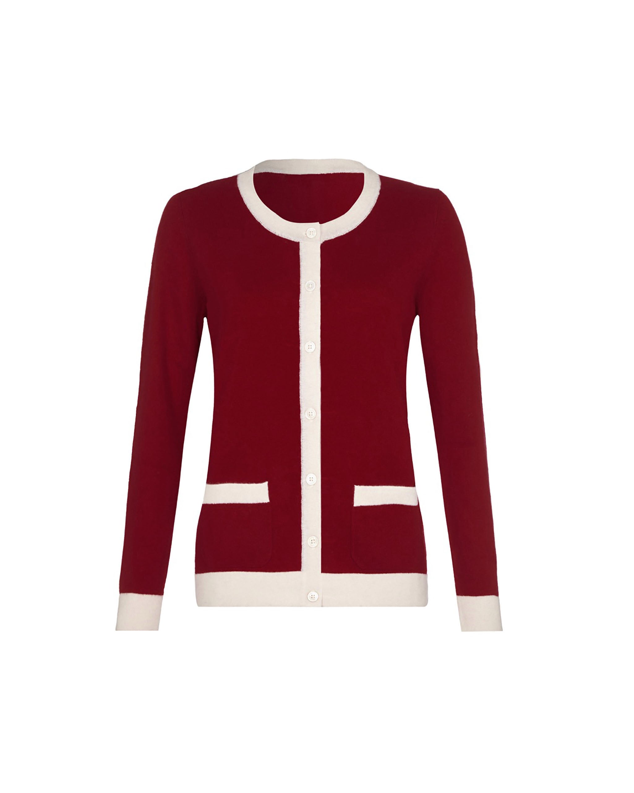 Women's Two-Tone Trim Cashmere Cardigan