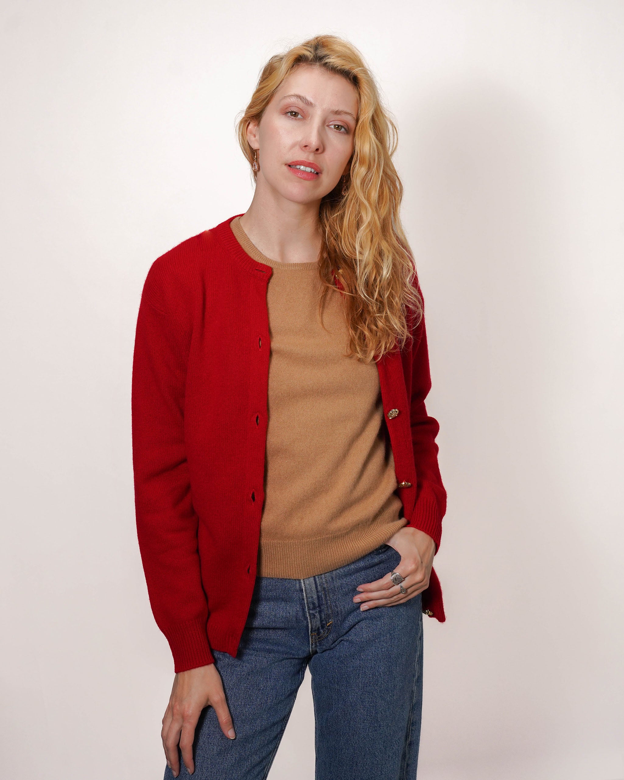 Women's Cashmere Golfer Cardigan