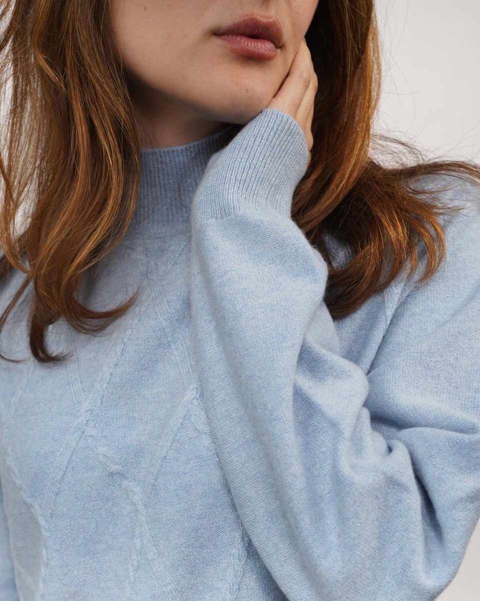 Women's Cashmere Argyle High Neck Jumper - LonaScott