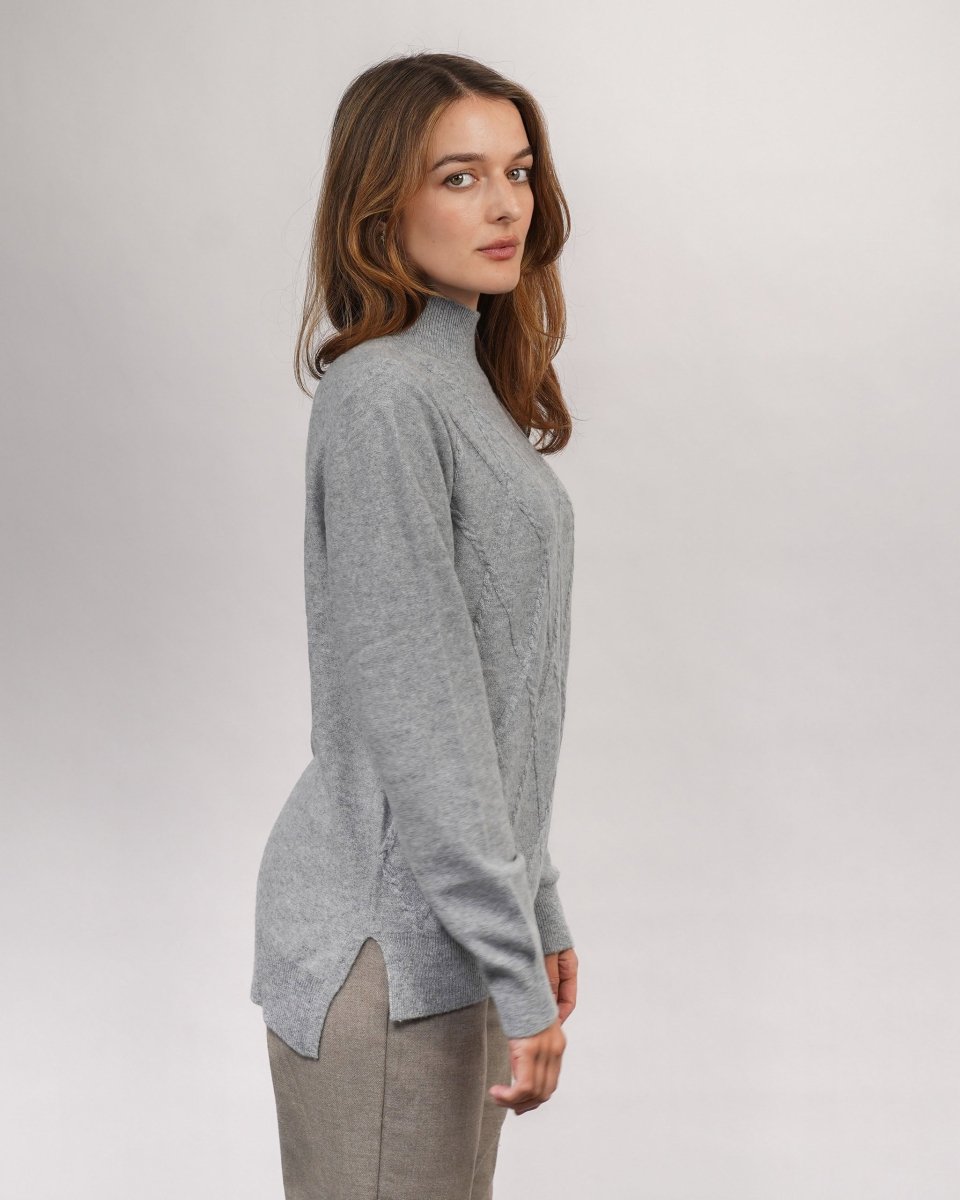 Women's Cashmere Argyle High Neck Jumper - LonaScott