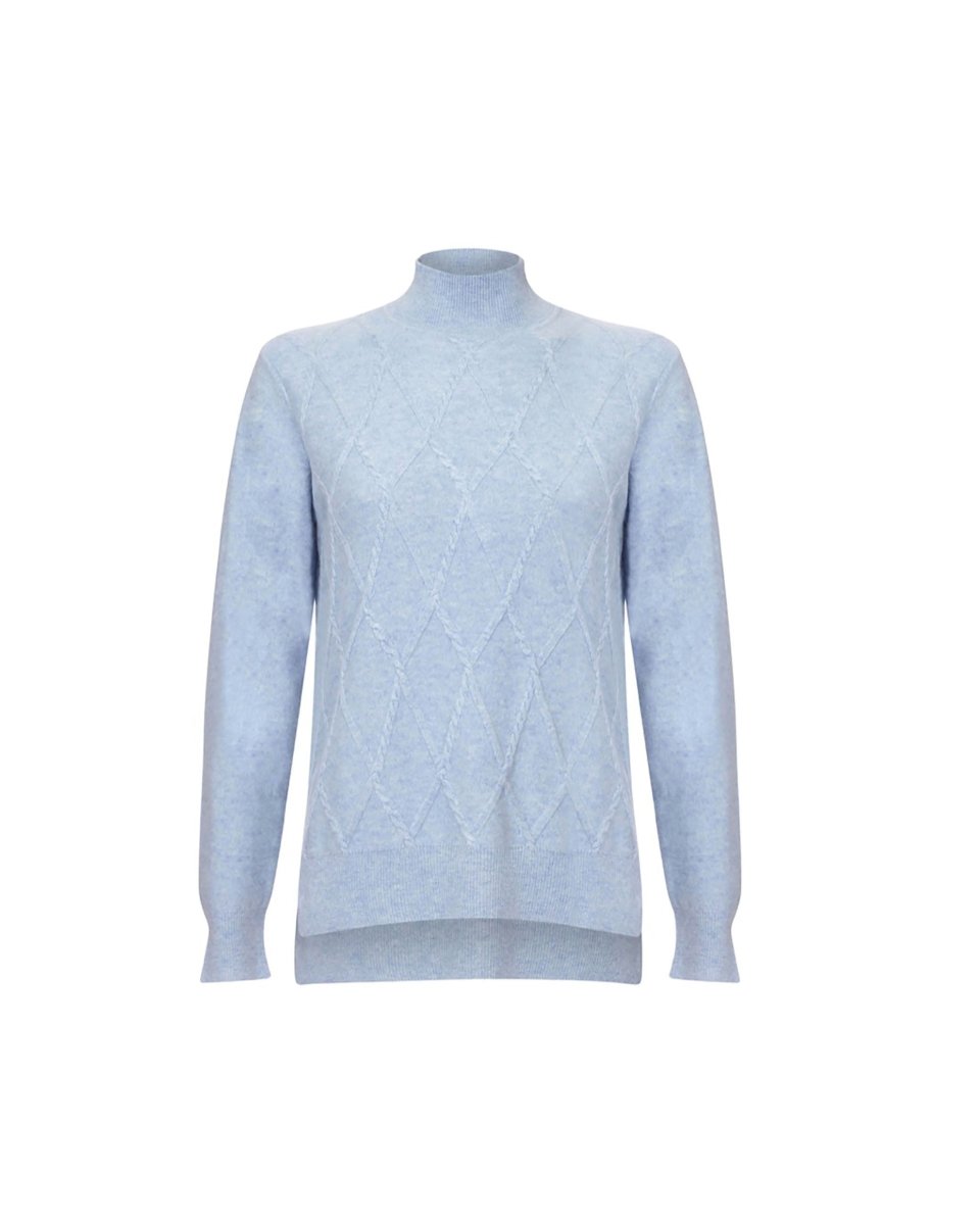 Women's Cashmere Argyle High Neck Jumper - LonaScott