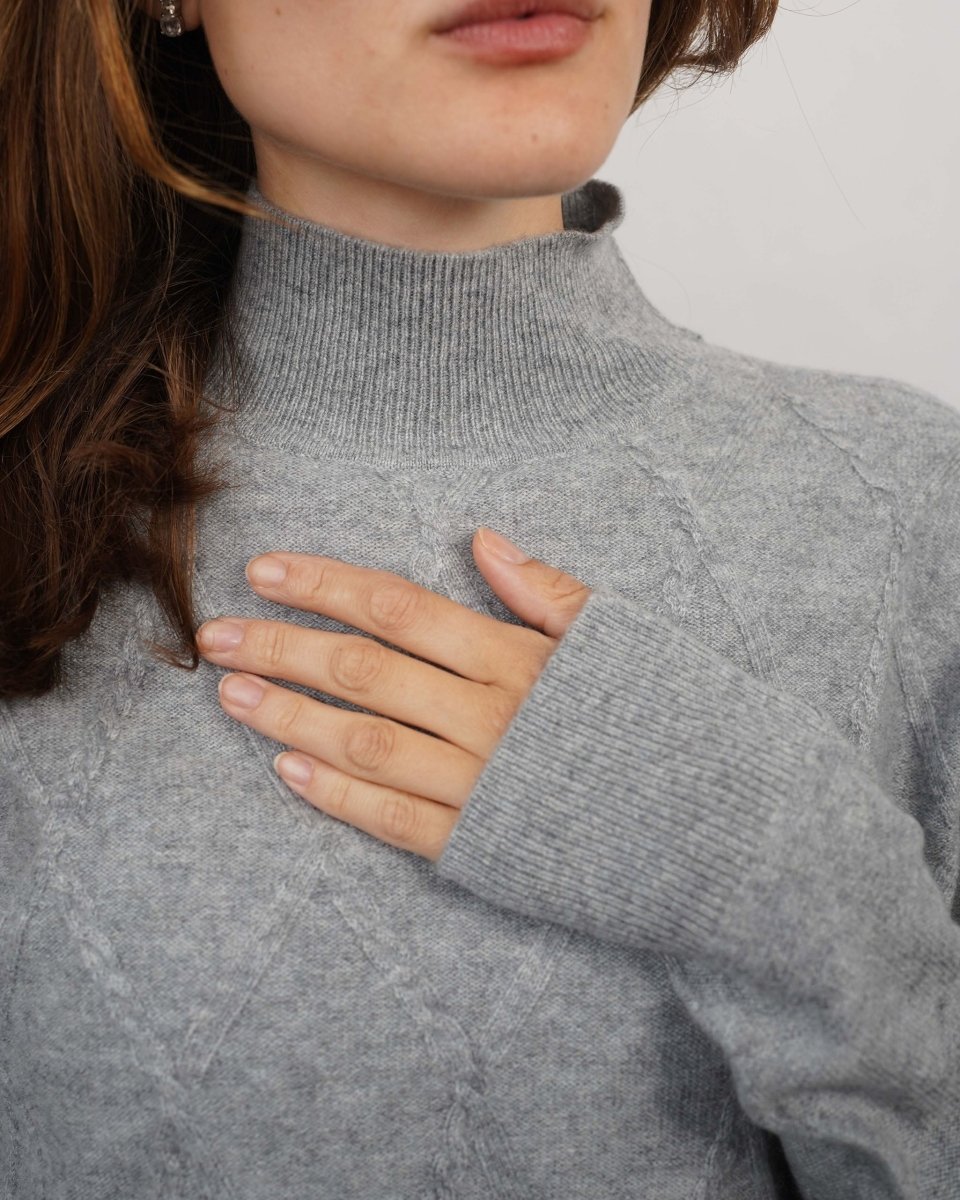 Women's Cashmere Argyle High Neck Jumper - LonaScott