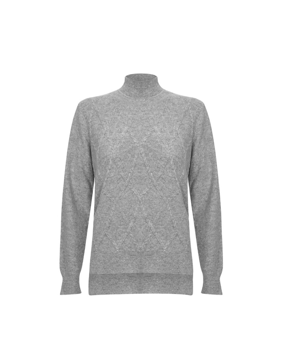 Women's Cashmere Argyle High Neck Jumper - LonaScott