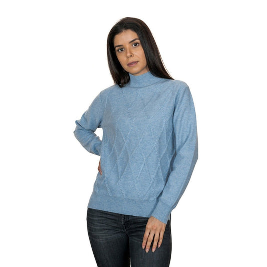 Women's Cashmere Argyle High Neck Sweater - LonaScott