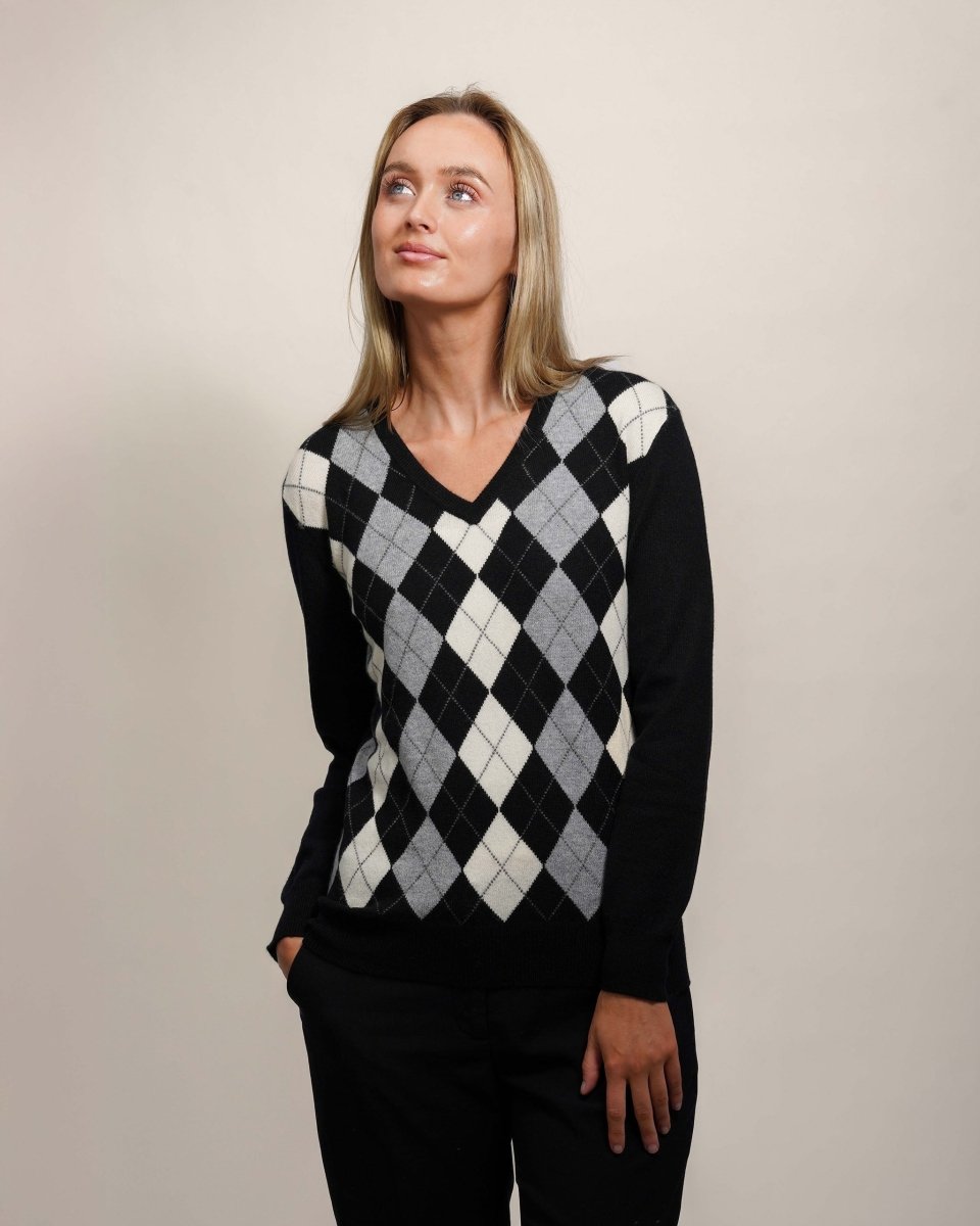 Women's Cashmere Argyle Jumper - LonaScott