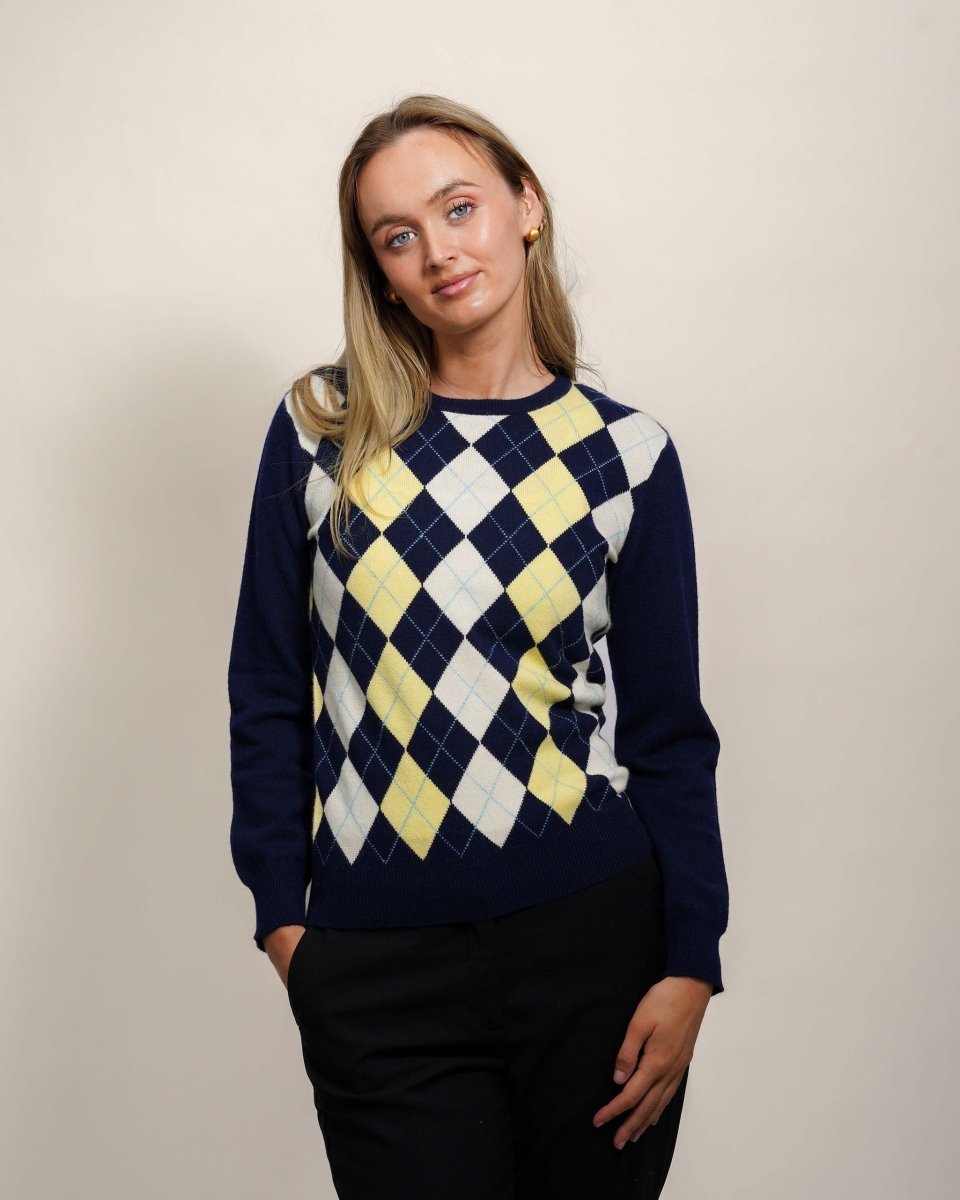 Women's Cashmere Argyle Jumper - LonaScott