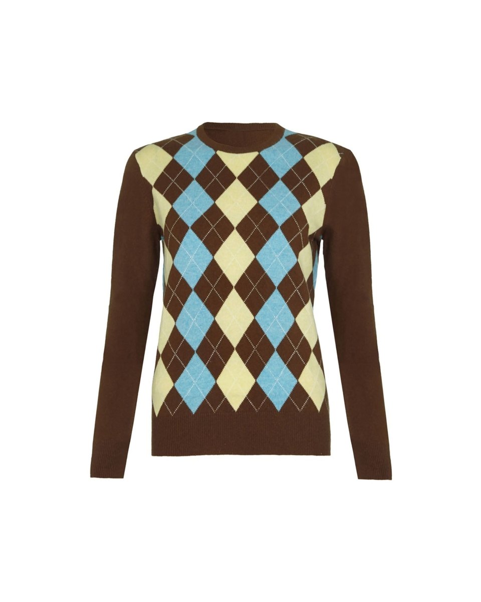 Women's Cashmere Argyle Jumper - LonaScott