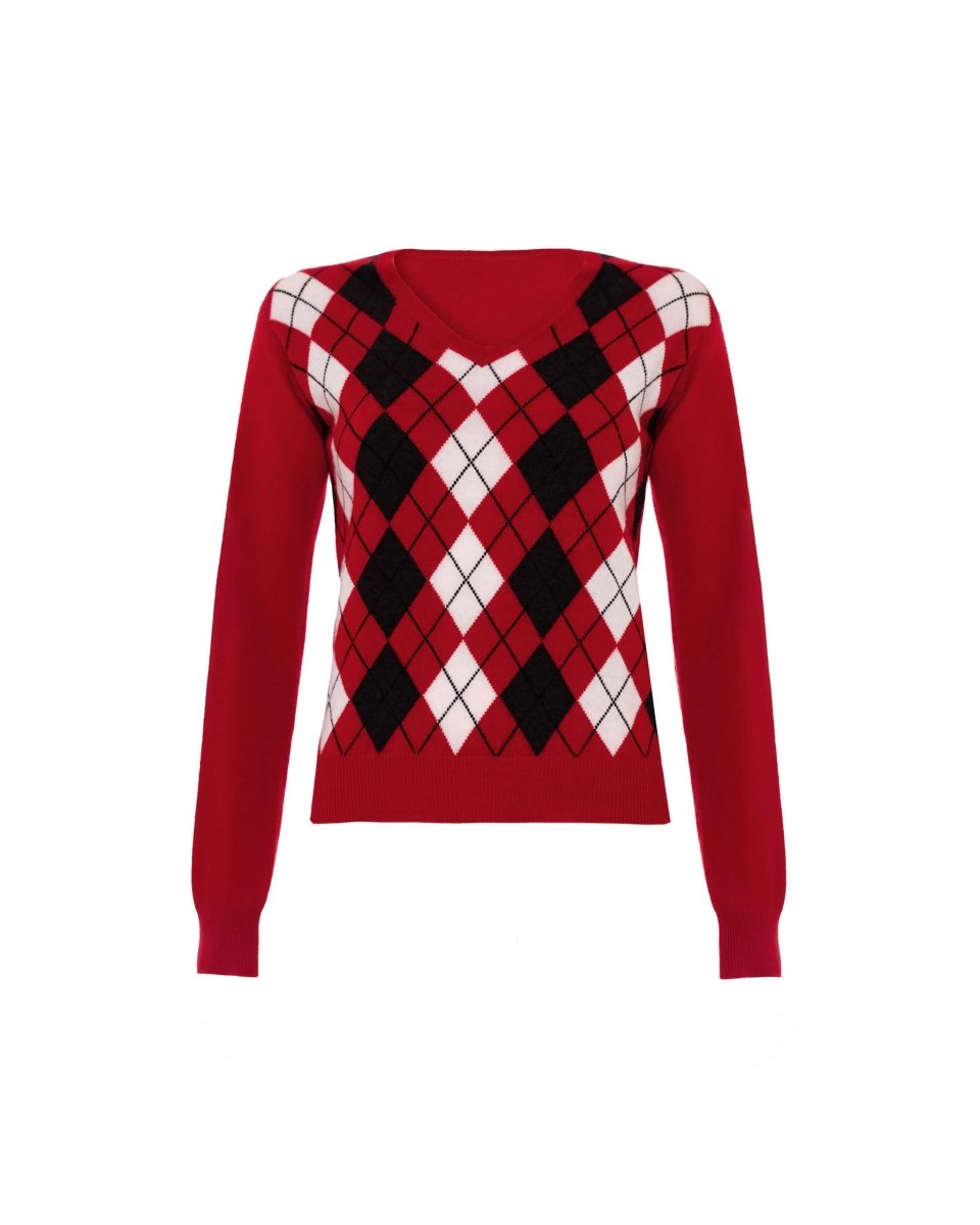 Women's Cashmere Argyle Jumper - LonaScott