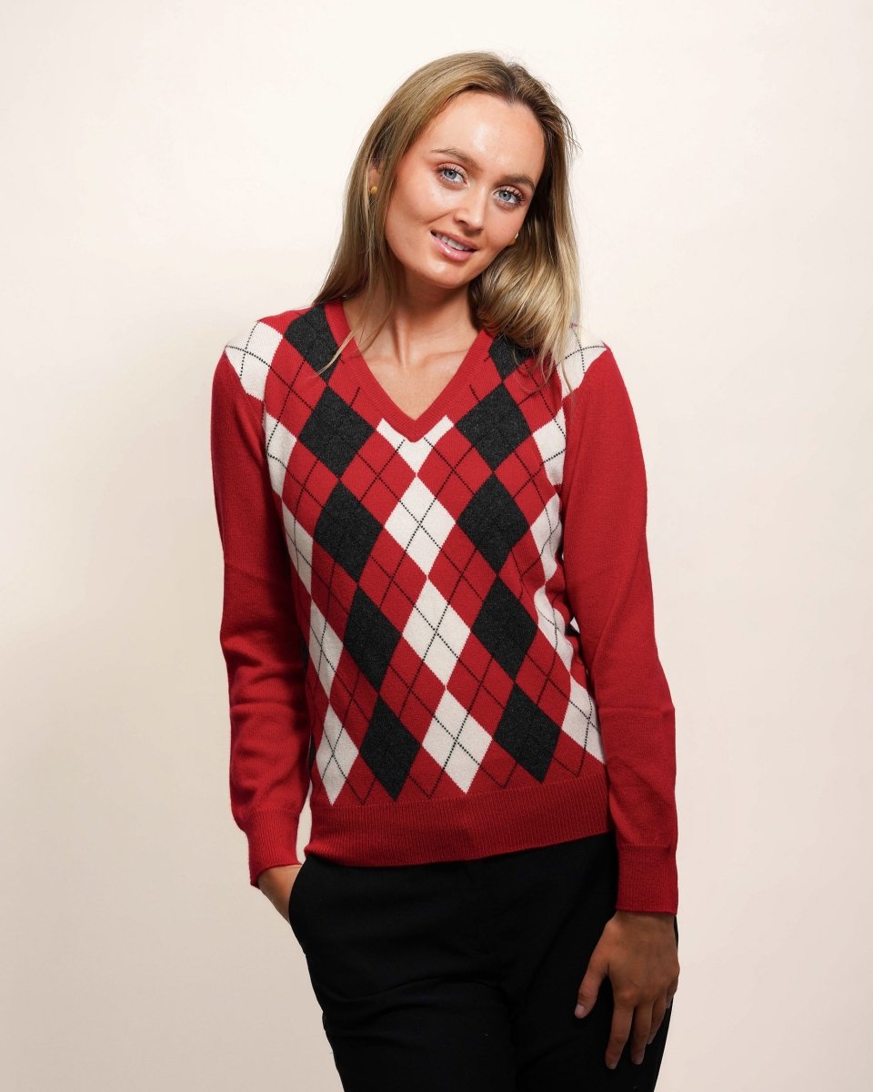 Women's Cashmere Argyle Jumper - LonaScott