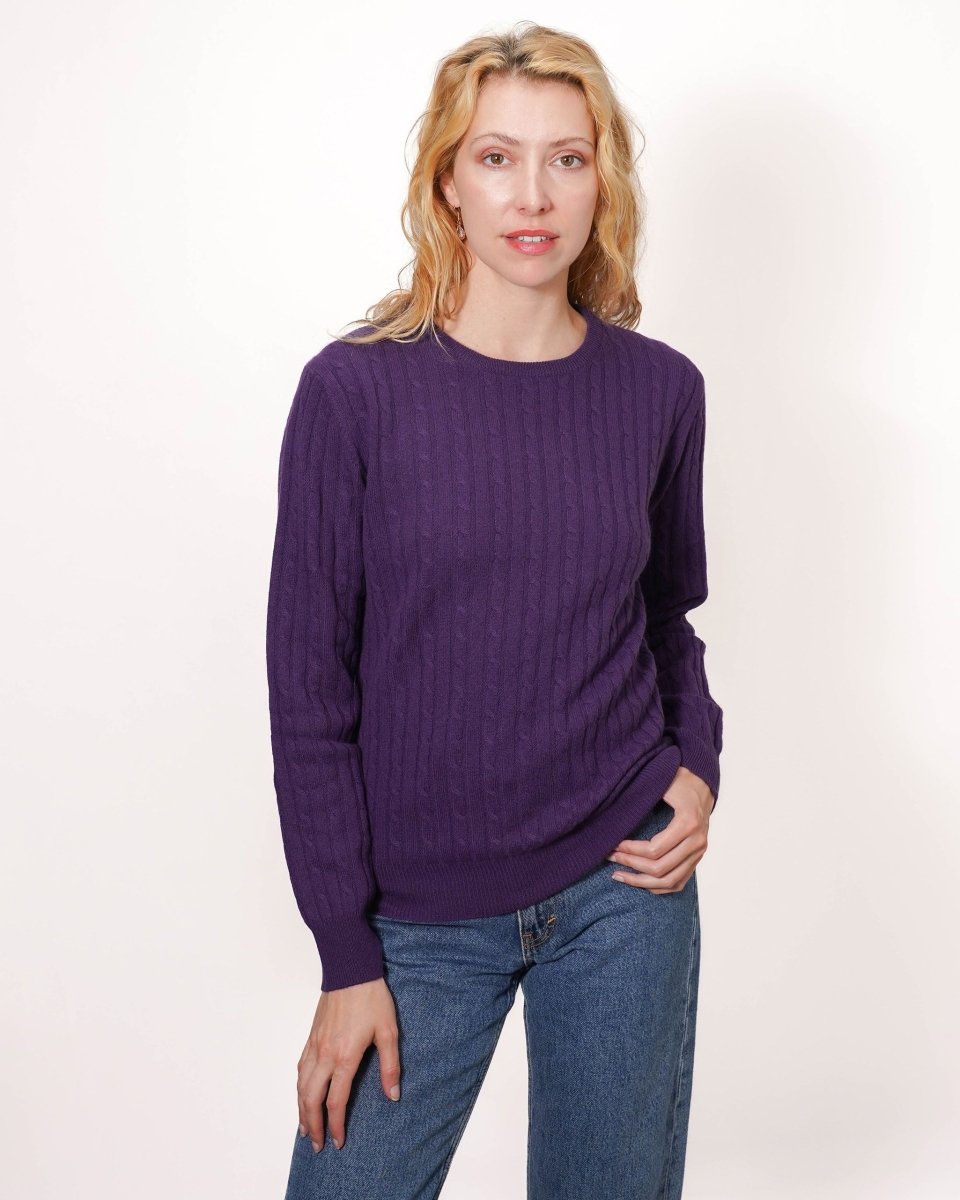 Women's Cashmere Cable Round - Neck Jumper - LonaScott