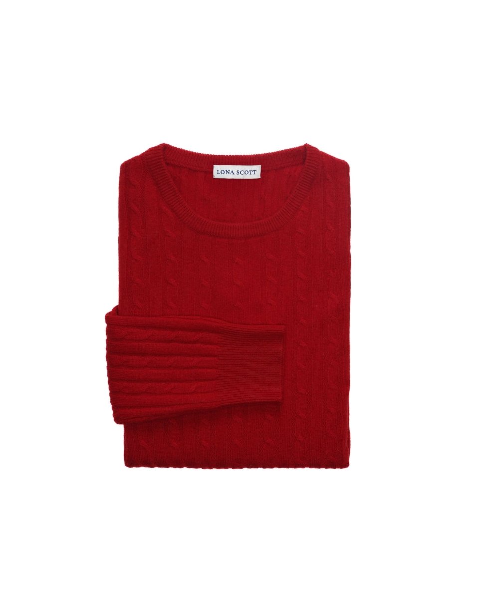 Women's Cashmere Cable Round - Neck Jumper - LonaScott
