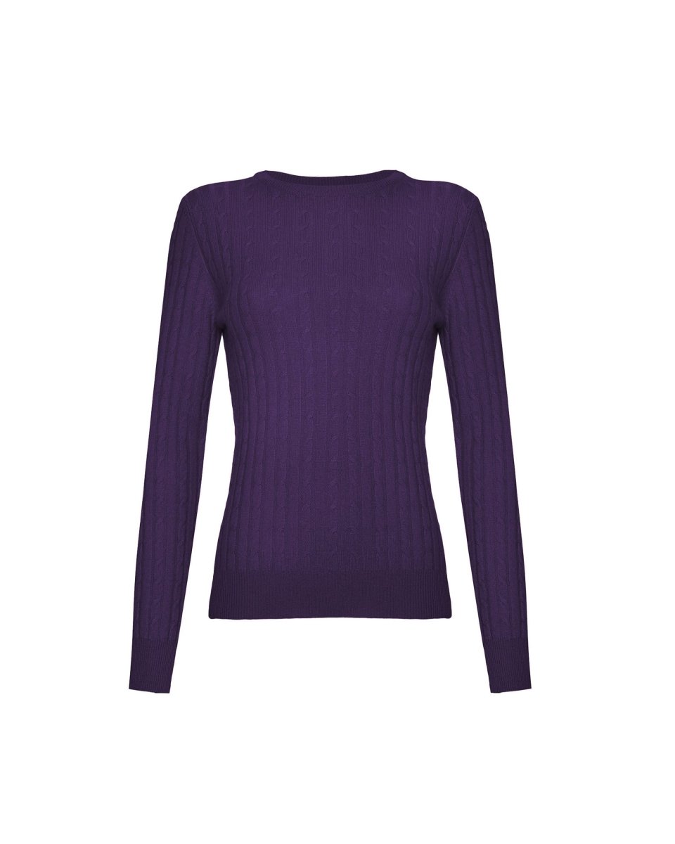 Women's Cashmere Cable Round - Neck Jumper - LonaScott