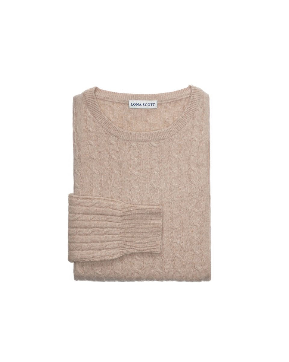 Women's Cashmere Cable Round - Neck Jumper - LonaScott