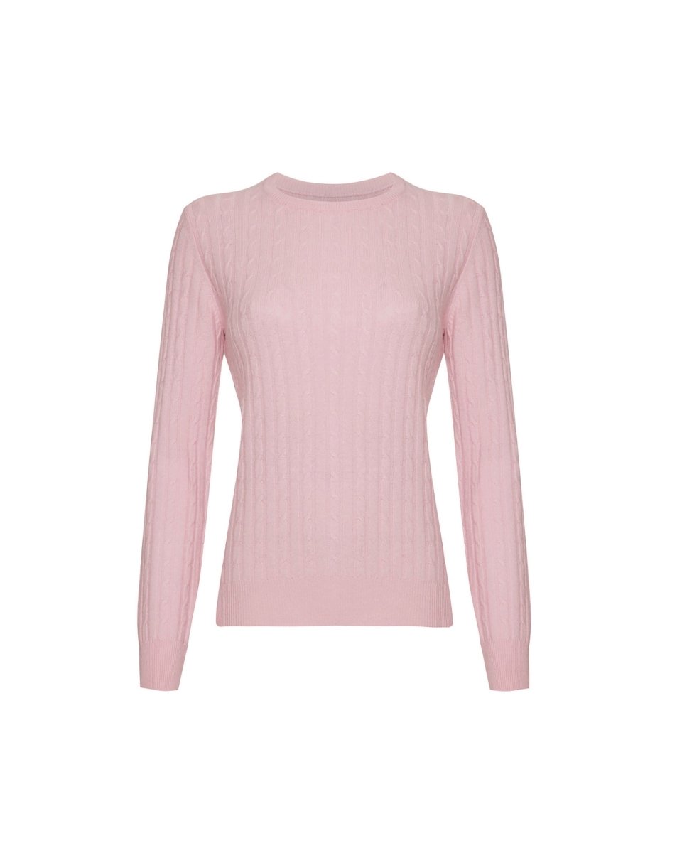 Women's Cashmere Cable Round - Neck Jumper - LonaScott