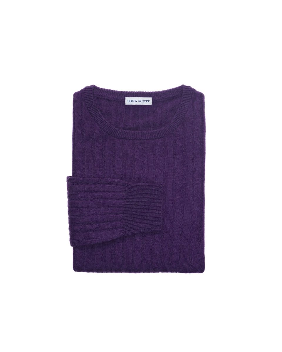 Women's Cashmere Cable Round - Neck Jumper - LonaScott