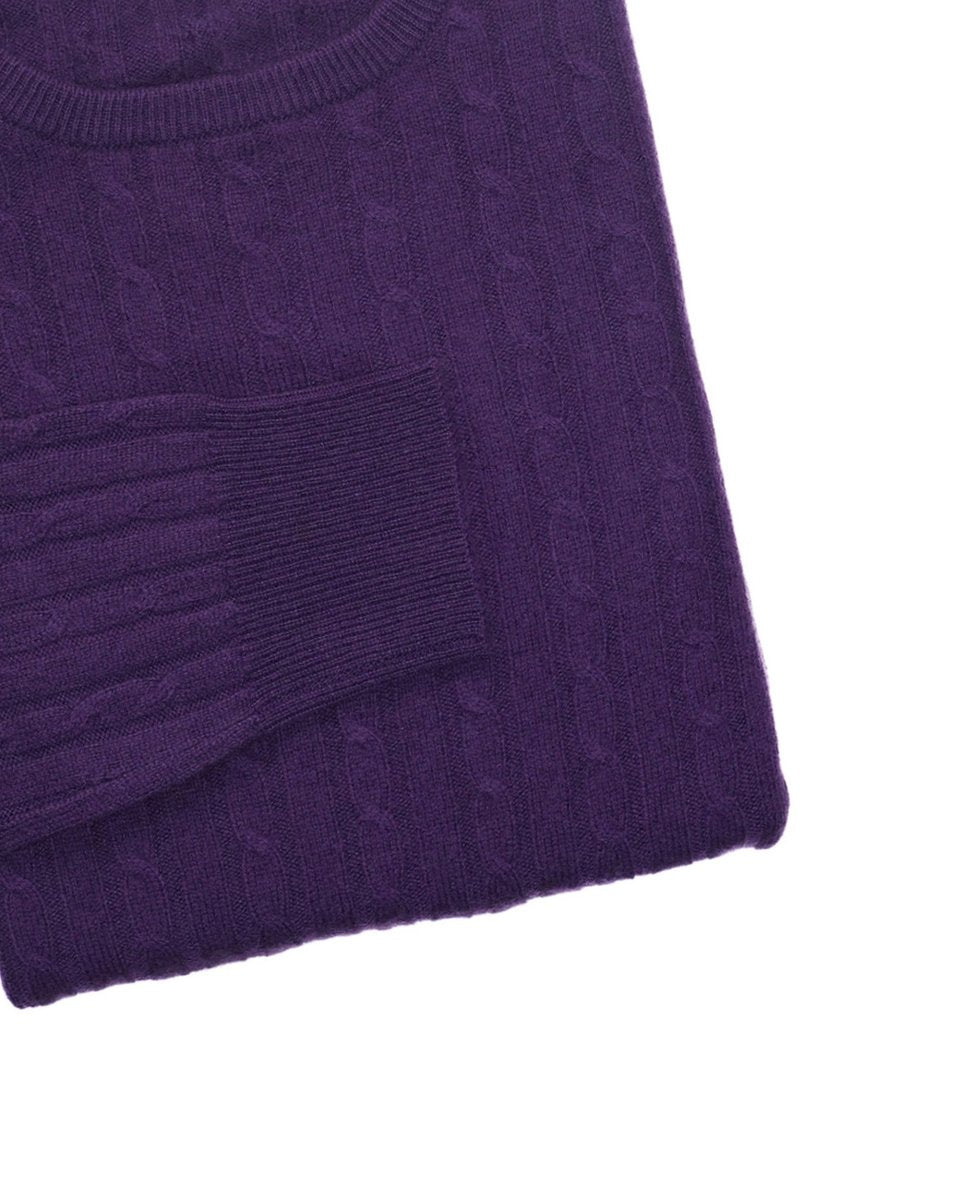 Women's Cashmere Cable Round - Neck Jumper - LonaScott