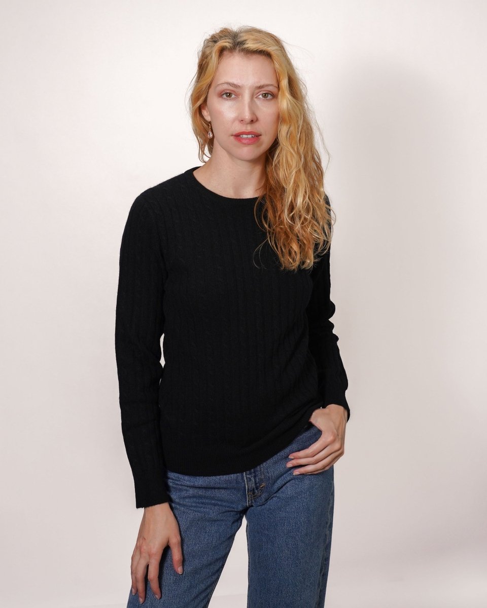 Women's Cashmere Cable Round - Neck Jumper - LonaScott