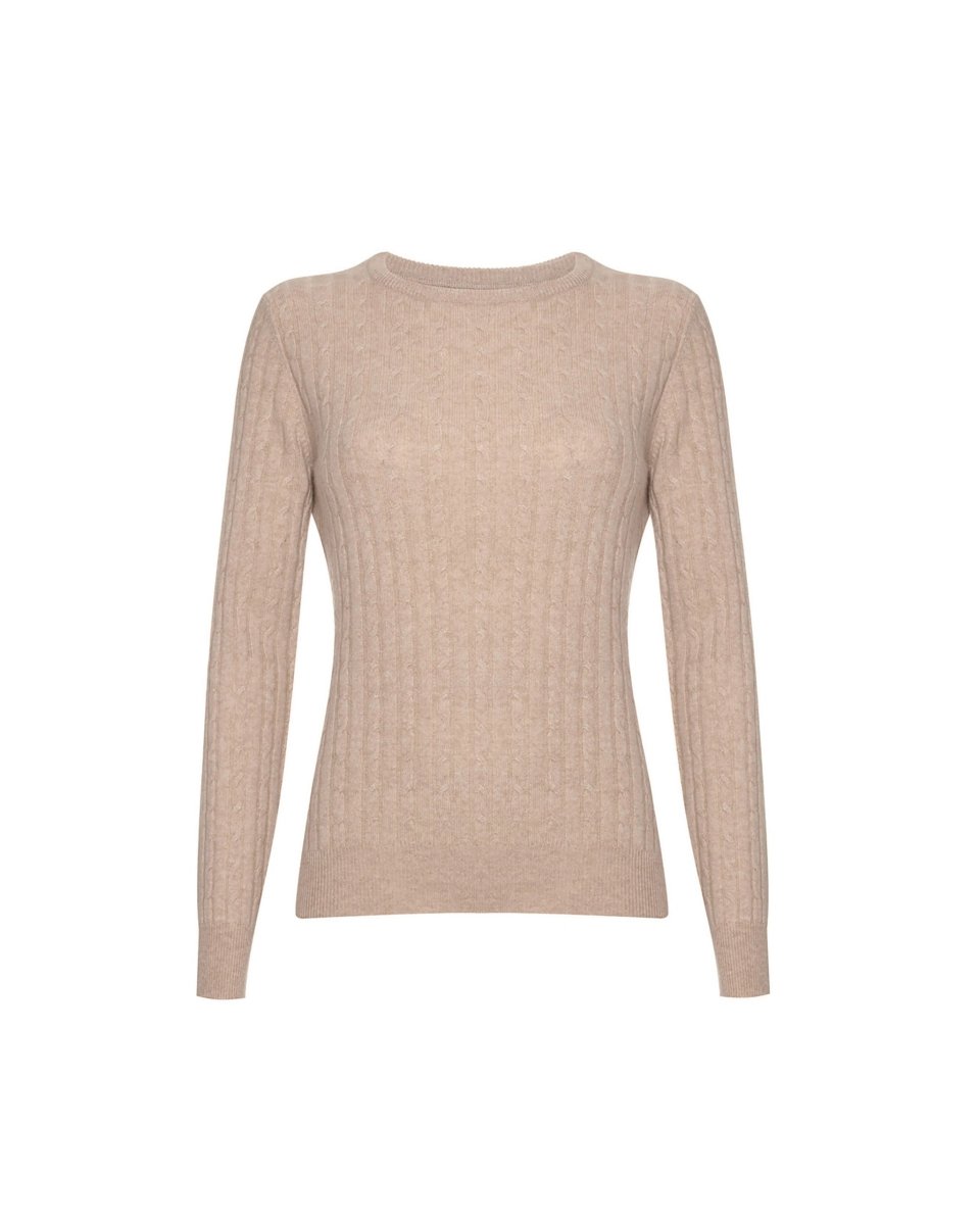 Women's Cashmere Cable Round - Neck Jumper - LonaScott