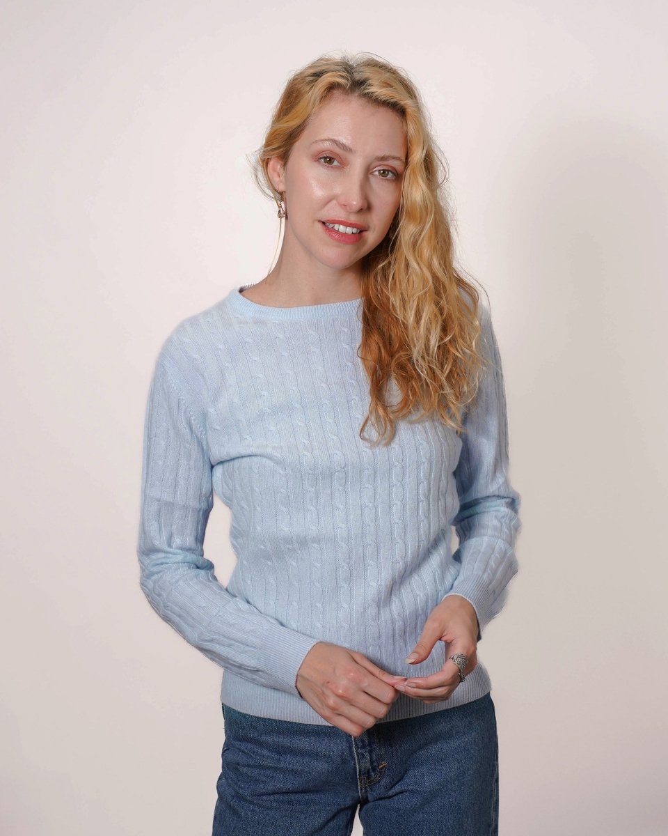 Women's Cashmere Cable Round - Neck Jumper - LonaScott