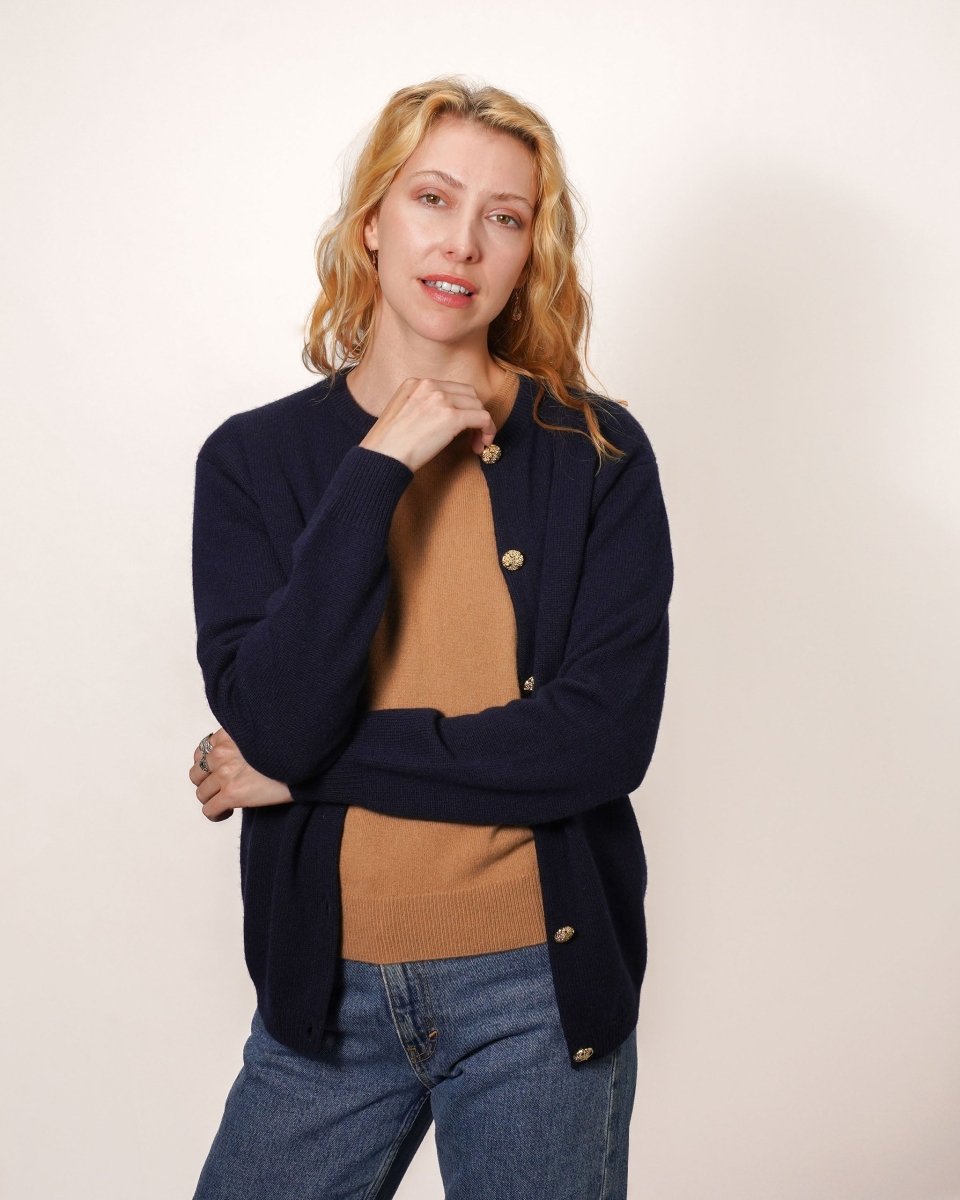 Women's Cashmere Golfer Cardigan - LonaScott