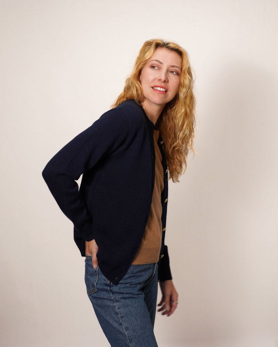 Women's Cashmere Golfer Cardigan - LonaScott