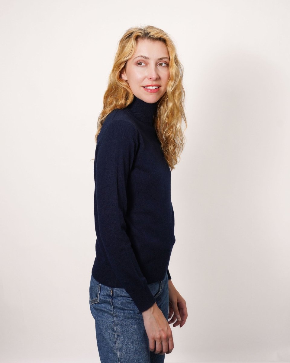 Women's Cashmere Polo Neck Jumper - LonaScott