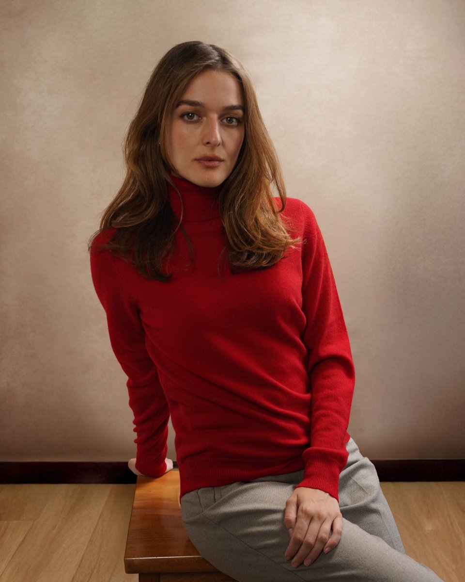 Women's Cashmere Polo Neck Jumper - LonaScott