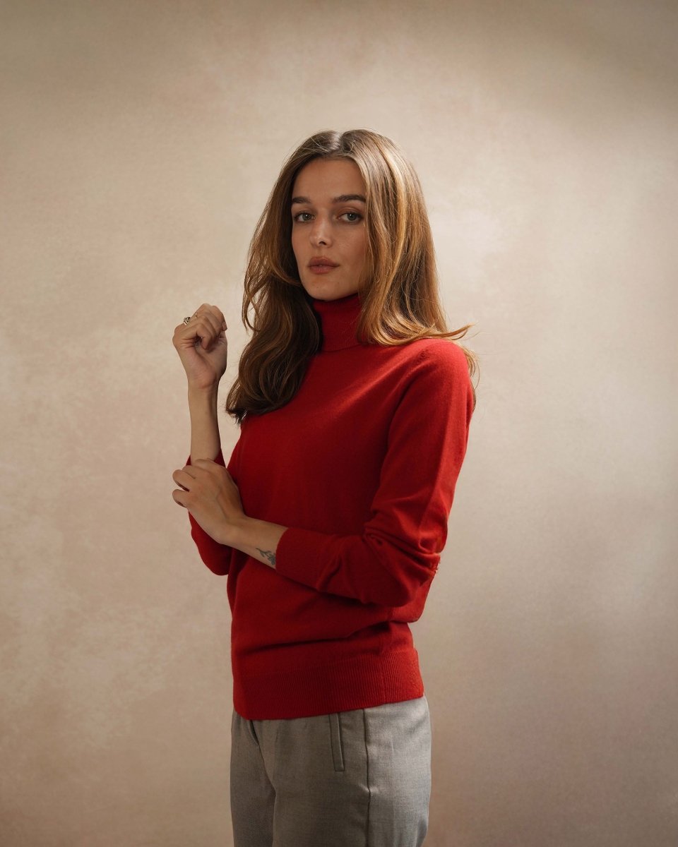 Women's Cashmere Polo Neck Jumper - LonaScott