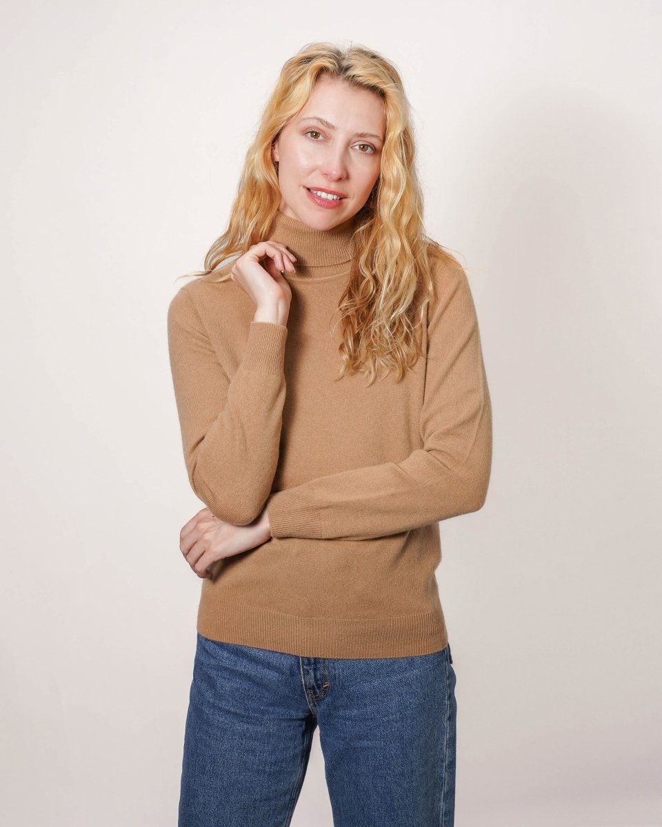 Women's Cashmere Polo Neck Jumper - LonaScott