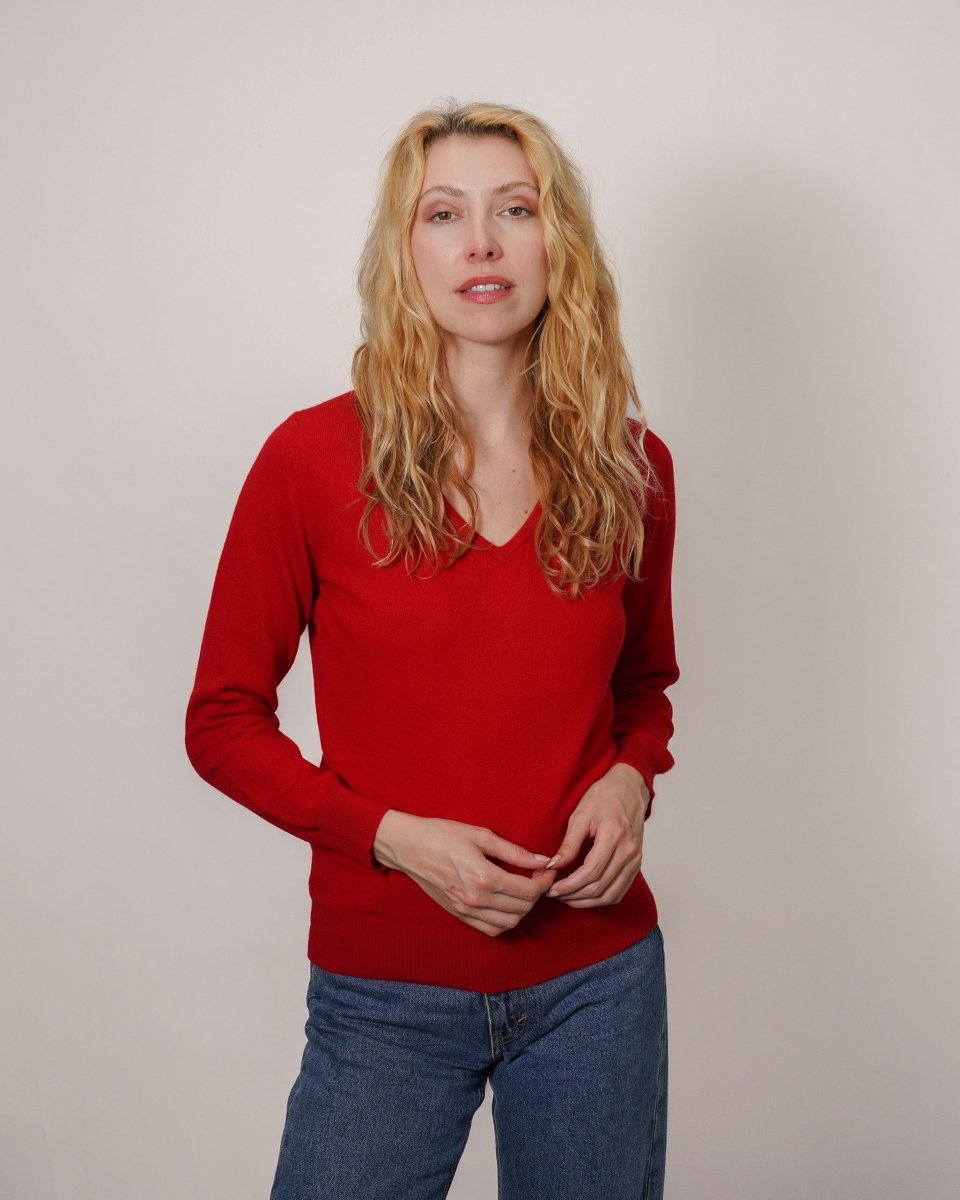 Women's Cashmere V - Neck Jumper - LonaScott