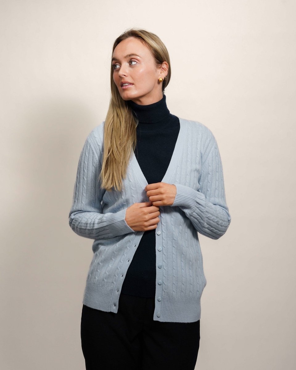 Women's Long Cashmere Cable Cardigan - LonaScott
