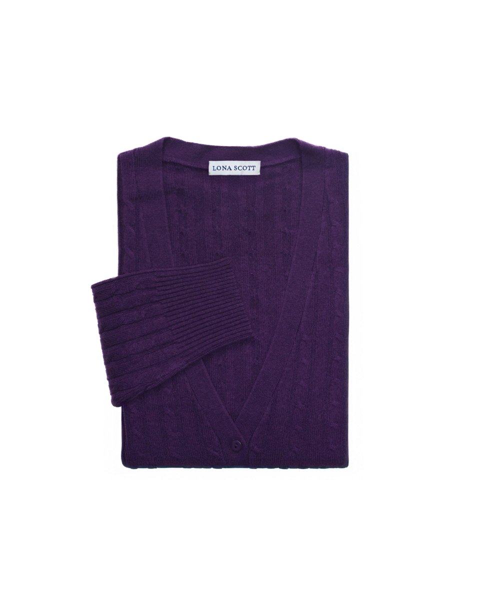 Women's Long Cashmere Cable Cardigan - LonaScott