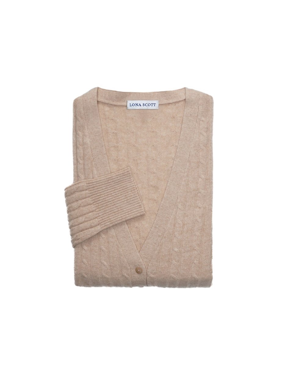 Women's Long Cashmere Cable Cardigan - LonaScott