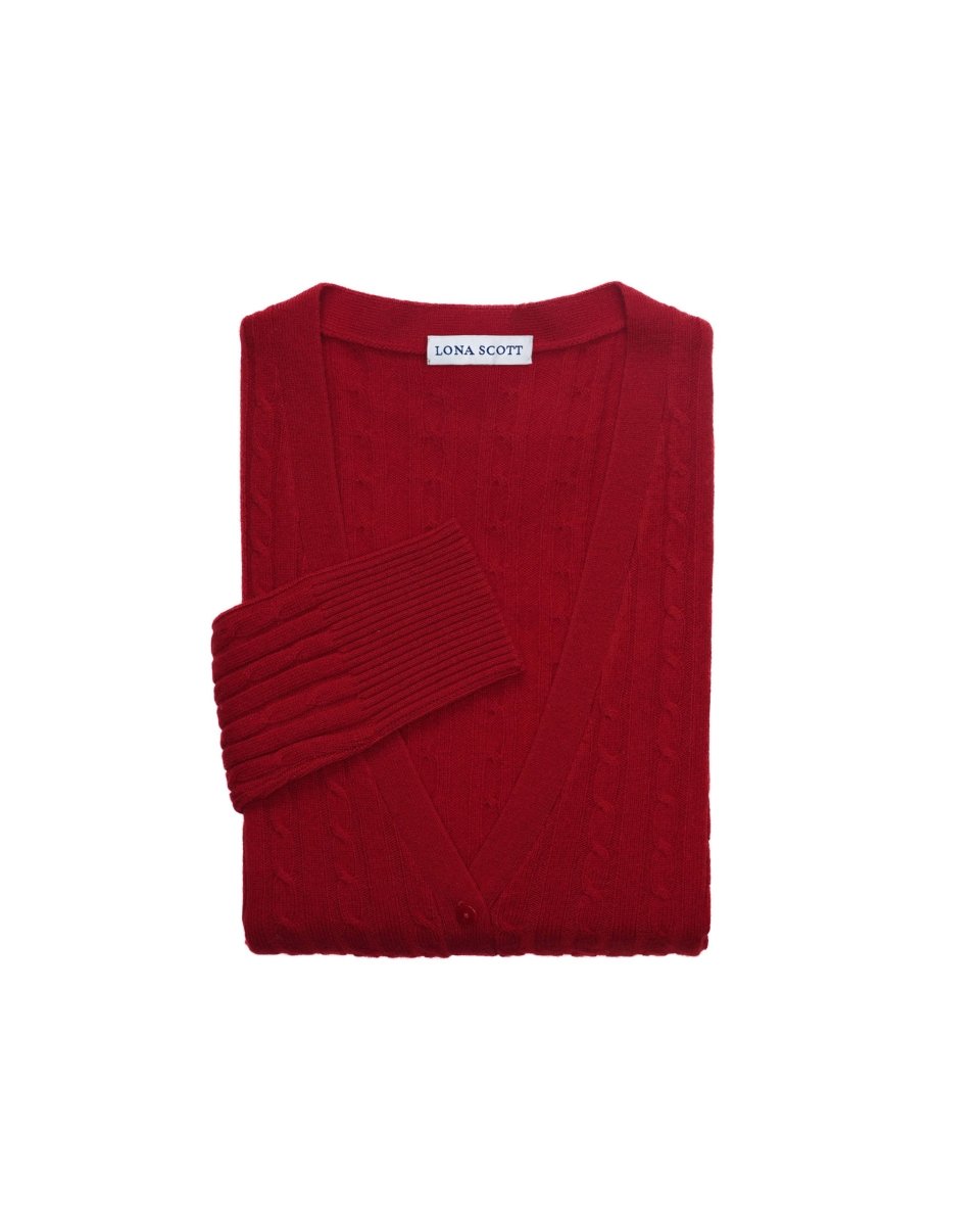 Women's Long Cashmere Cable Cardigan - LonaScott