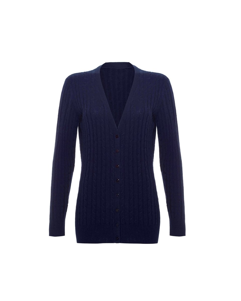 Long Cashmere Cable Cardigan