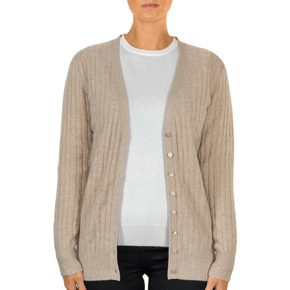 Women's Long Cashmere Cable Cardigan - LonaScott