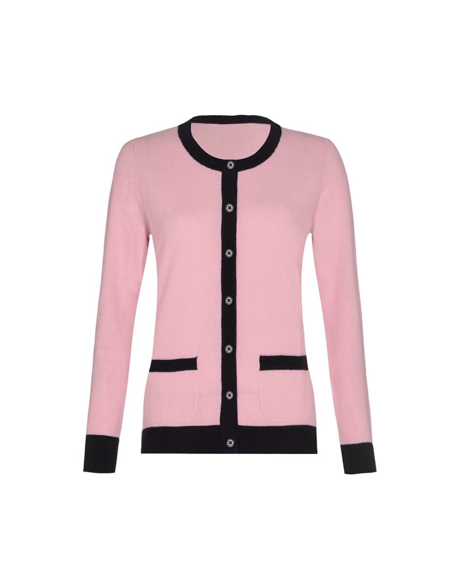 Women's Two - Tone Trim Cashmere Cardigan - LonaScott