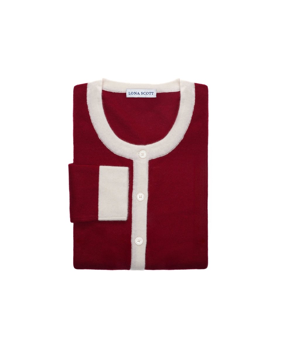 Women's Two - Tone Trim Cashmere Cardigan - LonaScott